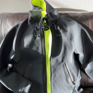 Gray and Neon Green Nike Dri-Fit Hoodie